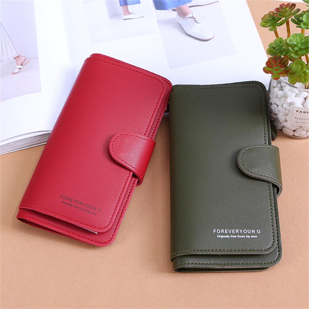 Women Long Wallets Soft  Leather Clutch Wallets Card Holder Card Holders Buckle Zippers Money Clip Multi-Card Female Coin Purses