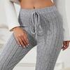 Yoga Pants High Elastic Adjustable Drawstring Tight Pants Solid Color Ribbed Slim Butt Lifting Versatile Leggings