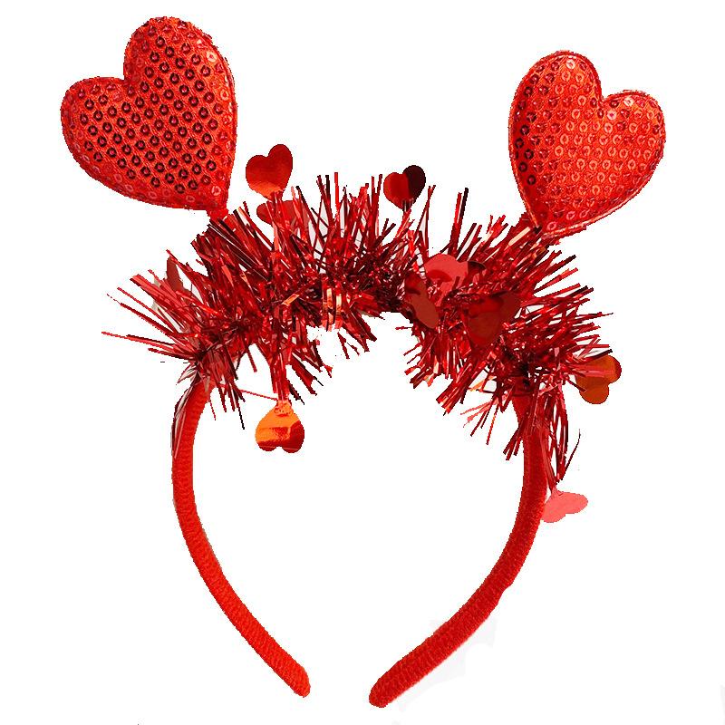 Red Heart Headband Heart Hair Accessories Valentines Day Hairband Hair Hoop Photo Props Valentines Headband For Lovers Wives