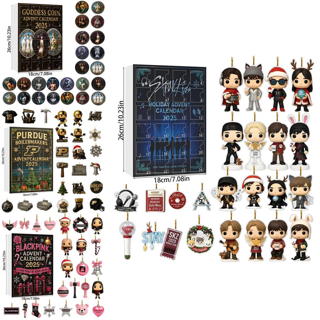 Рождественский адвент-календарь Stray Kids с 24 акриловыми украшениями для праздничного подарка