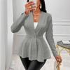 Autumn and Winter Women's New Thickened Jacquard Texture Single-button Slim Long-sleeved Jacket