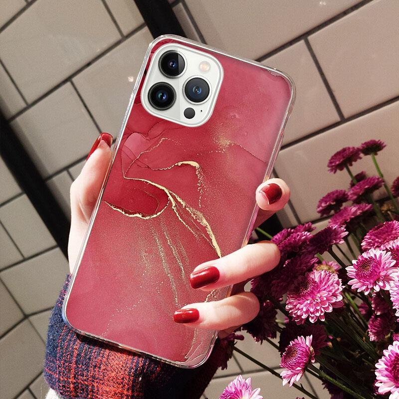 Чехлы для iPhone 14 12 11 13 Pro Max Чехол Силиконовый Funda на iPhone 13Mini X XS Max XR 8 7 14 Plus Цветная Мраморная Живопись