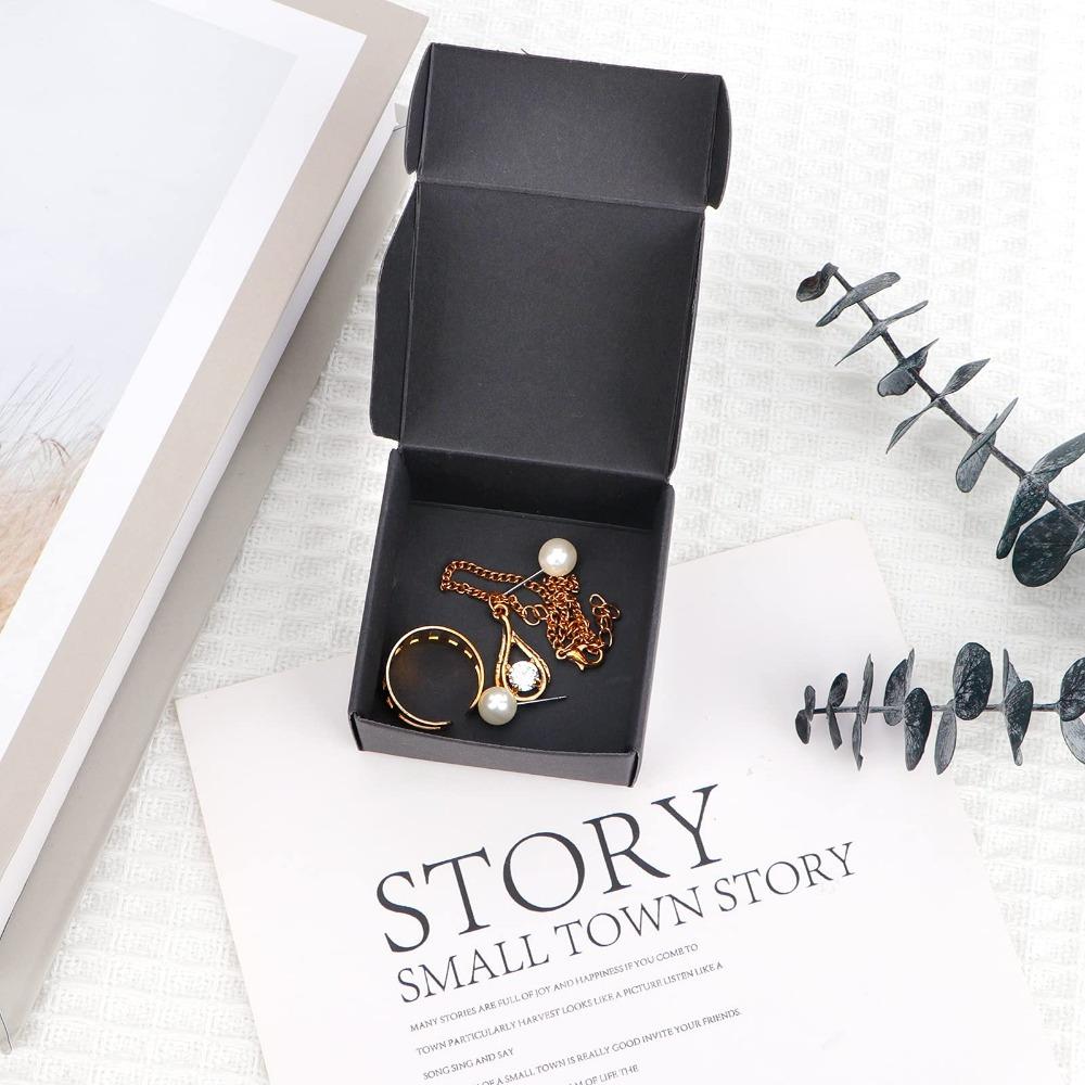 100 шт. Коробки для колец, подарочные коробки из крафт-бумаги, квадратная подарочная упаковочная коробка для ювелирных изделий, ожерелий, колец, сережек, брошей, коробки для хранения на свадьбах, юбилеях, вечеринках