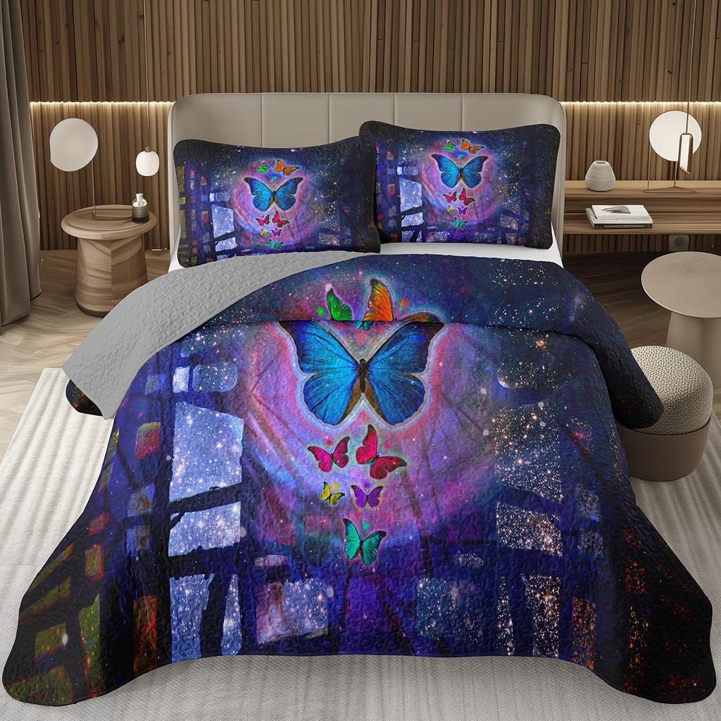 Покрывало с бабочками Твин/Квин/Кинг Акварельный ботанический цветочный стеганый двусторонний комплект постельного белья в стиле фэнтези