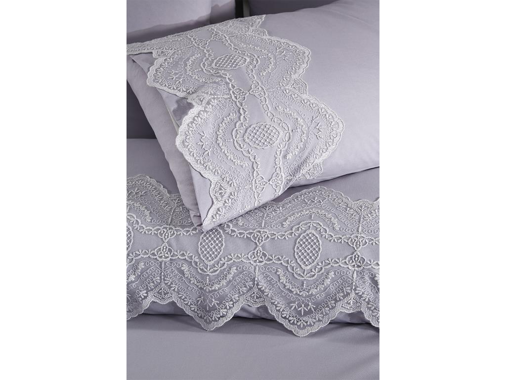 Комплект постельного белья Eslem 6 шт., пододеяльник, простыня, наволочка, двойной размер, с собственным рисунком, свадьба, повседневное использование, серый