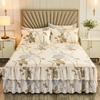 Printed Floral Bed Skirt Skin-Friendly Fabric Bed Cover Bedroom Pillow Case Bedding Protector Decor Multiple Colors Availabl