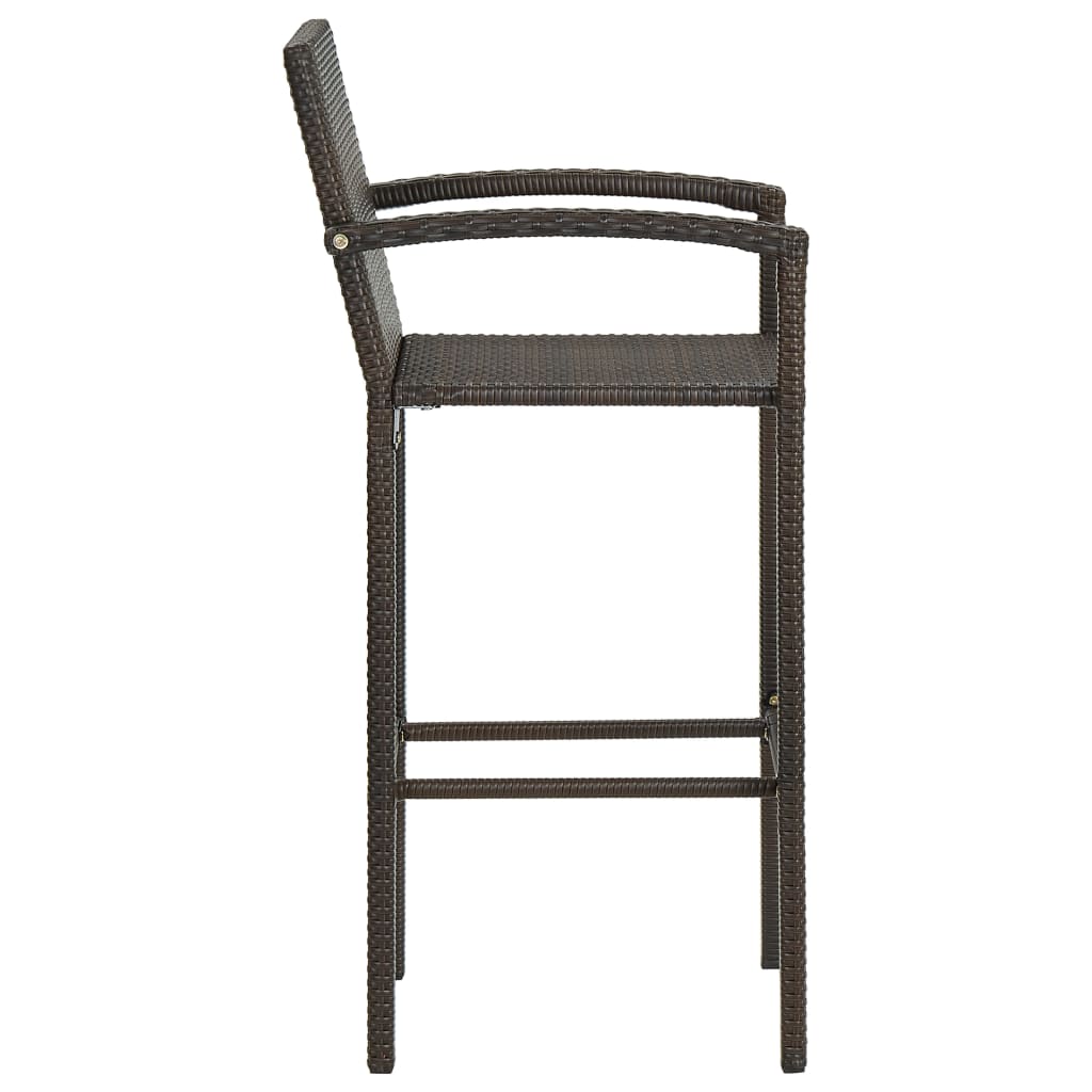 5 Piece Garden Bar Set with Armrests Poly Rattan Brown