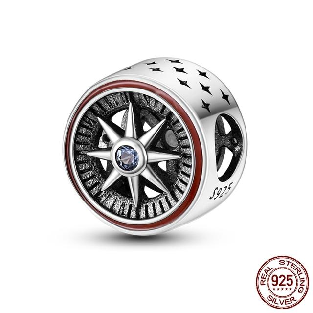 Синий розовый кулон из бисера Подвески подходят для браслета из стерлингового серебра 925 пробы для женщин с маркировкой ювелирных изделий 