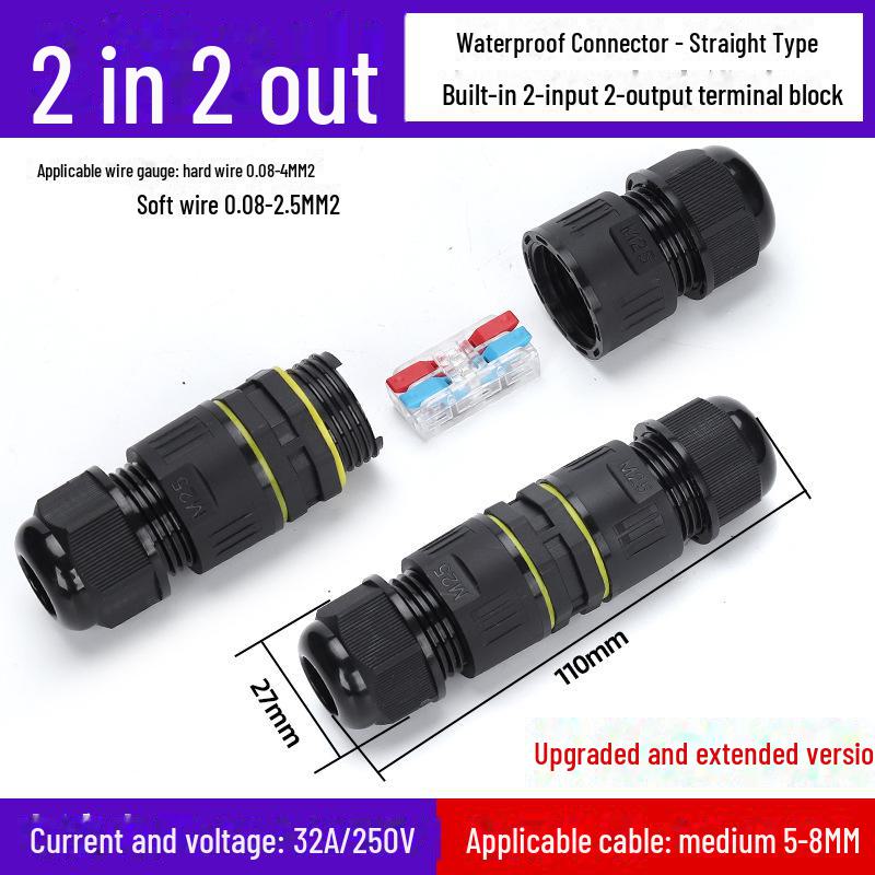 Waterproof Outdoor Quick Connector Terminal - 2/3/4 Core Rainproof Docking Plug