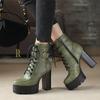 Black Platform Combat Ankle Boots For Women Round Toe Buckle Strap Woman Lace Up Shoes Winter Biker Boot Motorcycle Bottes 41 42