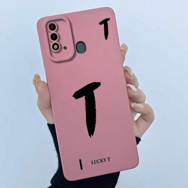 For ITEL Vision 2S P37 P651L P651W Case Cover Lucky Initial Letter Silicone Soft Matte Phone Bumper for ITEL Vision2S P37 Casing