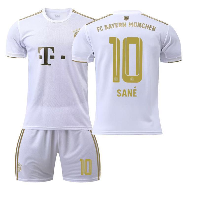 2223 Bayern Away White No. 17 Mane 4 Dericht 25 Muller Jersey Football Uniform Set Sportswear