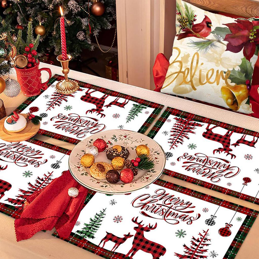 Рождественские подставки под тарелки Мультяшные Вечеринка Изоляция Обеденный стол Рождественская атмосфера Подставки под тарелки
