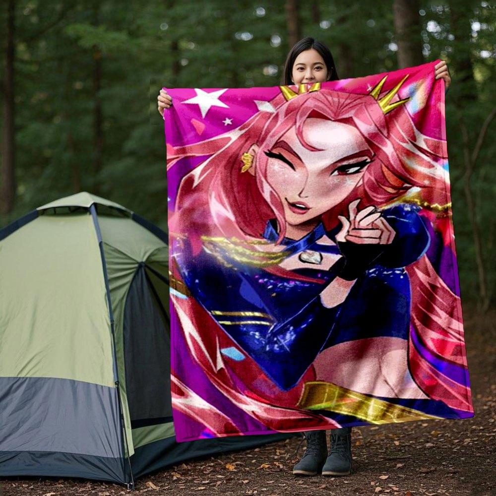 "Princess Power: Pink Hair Queen Costume for Kids"Blanket Lightweight Flannel Throw Blanket for Sofa, Bed, Travel, Camping, Livingroom, Offi