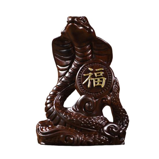 Статуэтка змеи китайского зодиака, маленькая деревянная фигурка животного фэн-шуй, 2025 лунный Новый год, скульптура змеи, домашний офис, декор для удачи, успеха, богатства