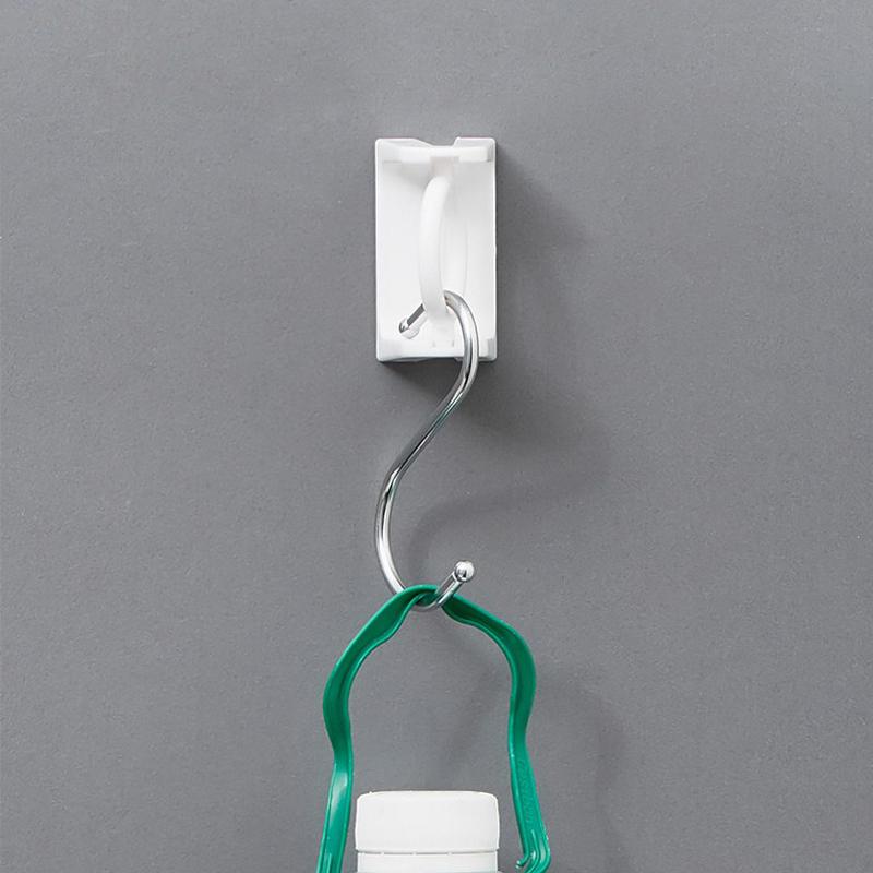 2Pcs Punch-free Curtain Rod Holder Clamp Hooks Self Adhesive Clothes Rail Bracket 360 Rotation Ring Adjustable Hooks