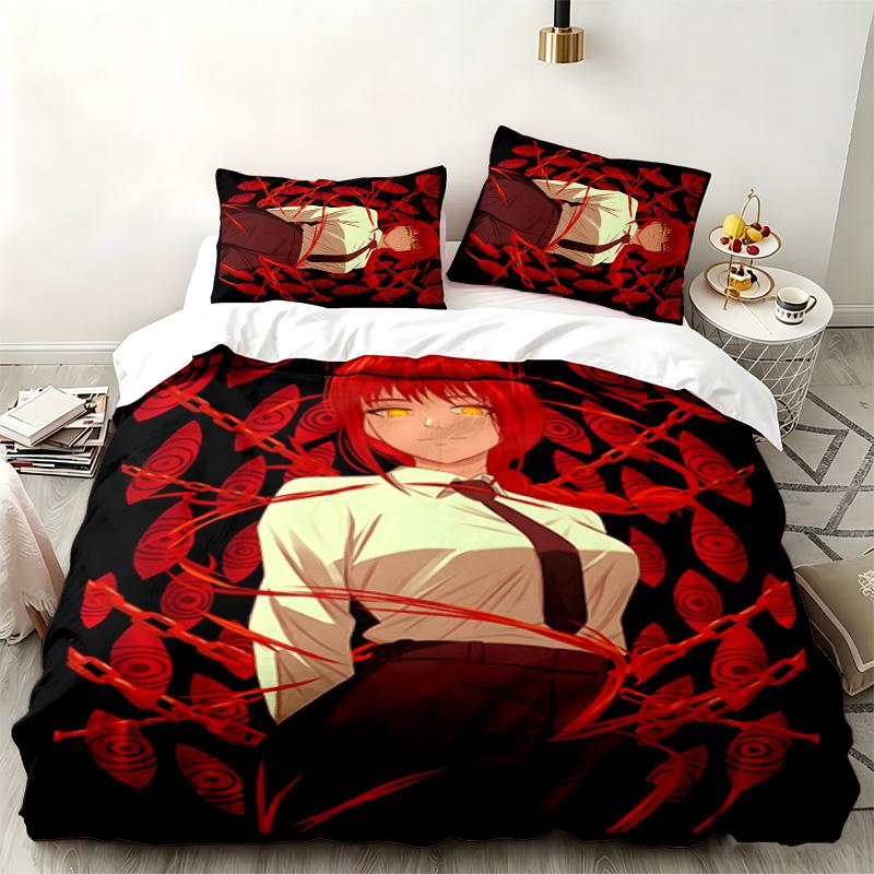 Chainsaw Man 3pc set Perfect for bedroom use Comfortable bedding set includes a duvet cover and two pillowcases Ideal birthday or Christmas gift