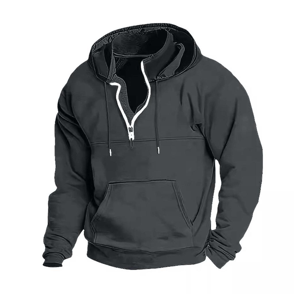 Fashion Hoodie Men's Stand Up Collar Zipper Hooded Sports And Casual Hoodie