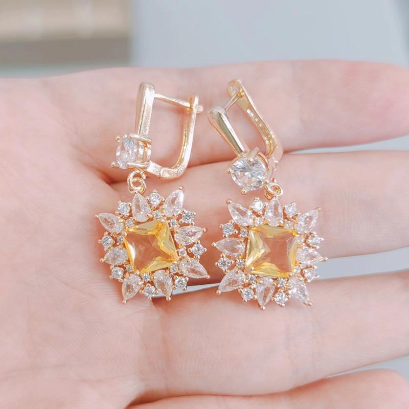 Роскошные серьги с кристаллами для женщин, новинка 2023 года, серьги-капли золотого цвета с цирконием, модные свадебные, помолвочные и вечерние ювелирные аксессуары