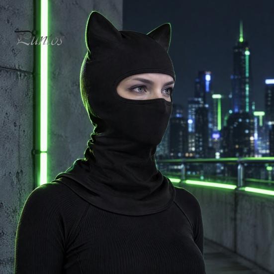 Эластичная маска для лица, балаклава для велоспорта с 3D-ушками кошки, защита от солнца УФ, полностью летний чехол, дышащий шарф-гетра из ледяного шелка для активного отдыха