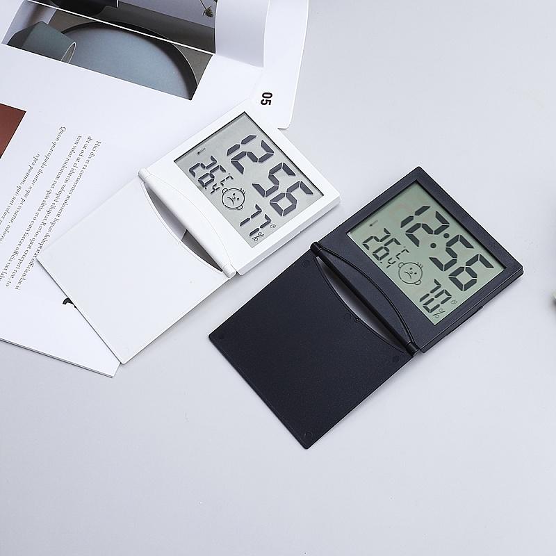 Мини Будильник Температура Влажность Складной Питание от Батарейки Повтор Настольные Часы 12/24Ч ЖК Цифровые Часы с Батарейкой CR2025 KTY