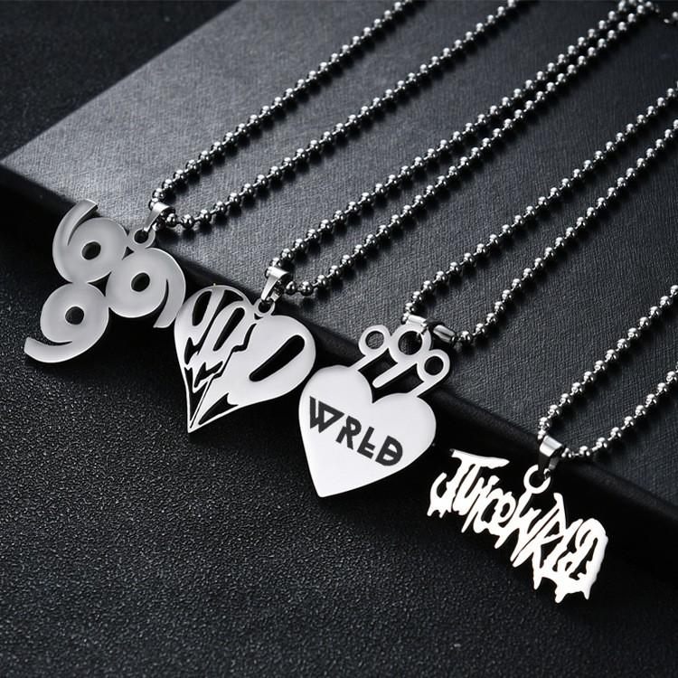 999 Wrld Juice Heart Pendant Necklace Hip Hop Singer Stainless Steel Men and Women Young Boy Never Broke Again Necklace