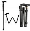 Folding walking stick, adjustable height, aluminum, black