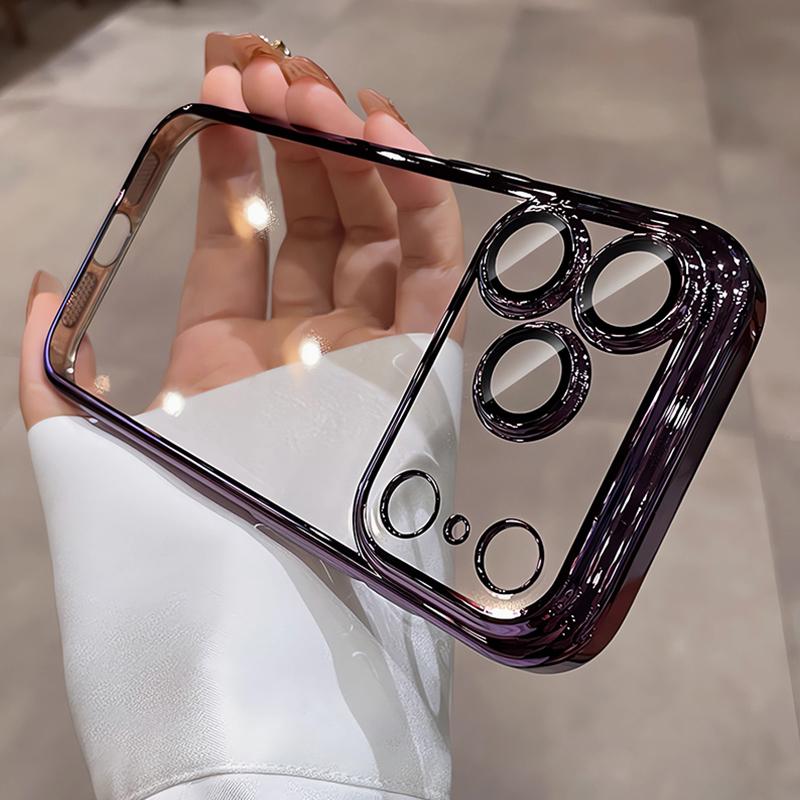 Роскошный Силиконовый Мягкий Чехол с Блестками и Покрытием для iPhone Air 17 16 15 14 13 Pro Max Plus 16E Прозрачная Защита Камеры Оболочка из ТПУ