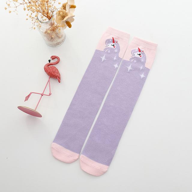 Infant Girls Warmer Ankle Lovely Cartoon Over Knee Socks for Baby Girls Unicorn Knee Long High Toddler Child Colorful Socks