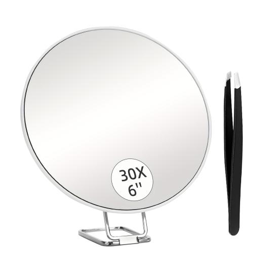 10/20/30X Magnifying Mirror with Tweezers Portable Travel Wall Hanging Handheld Desktop Men Women Magnified Makeup Vanity Mirror
