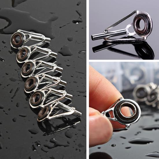 80x In Box Small Freshwater Fishing Rod Parts Tip Tops Stainless Repair Guides DIY Set Kits