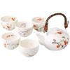 And Teacup Set W X D X Kohiki Hanafu Teapot with Tea Mino Ware Porcelain Ale-net Teapot, Teapot, (5-Piece Set) Dimensions 16.5cm 12.5cm 8.7cm H,