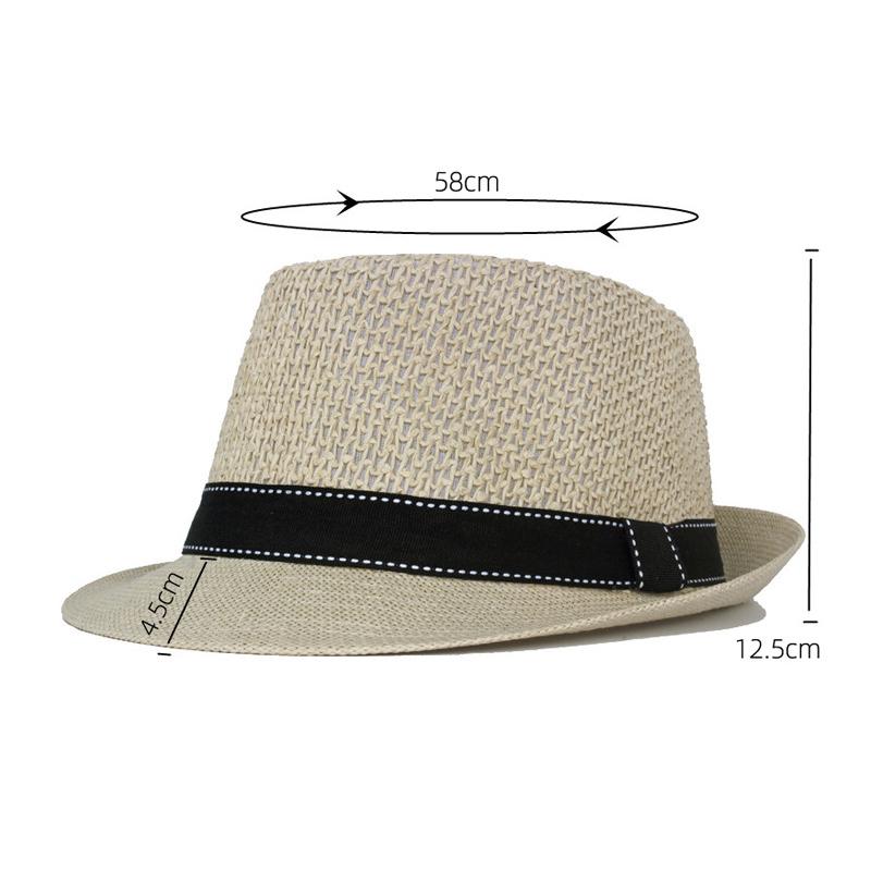 Summer Middle-Aged and Elderly Straw Hat Hollow Breathable Small Jue Hat Outdoor Sunscreen Sunshade Hat Jazz Topper Hat Bowler Hat