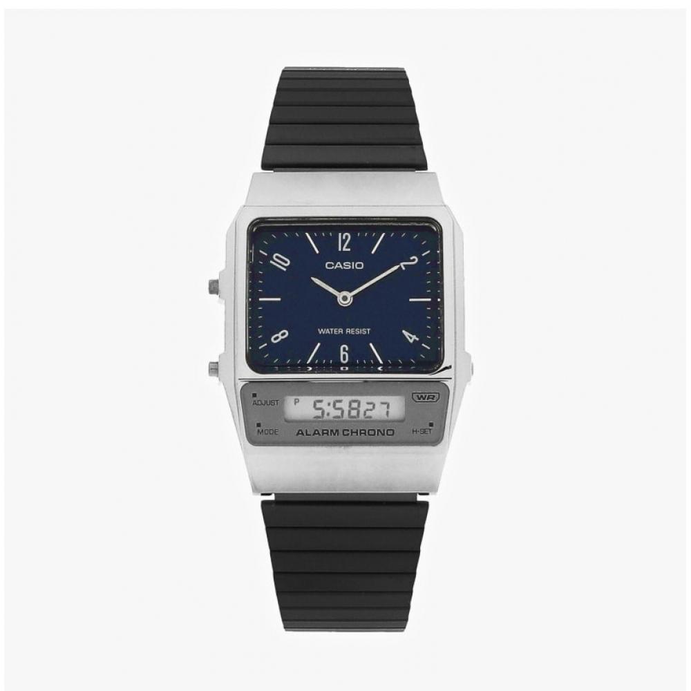 Casio Aq 800eb 2adf  Aq 800eb 2a  Аналогово-цифровые Квадратные Винтажные Ретро Общественные Металлические Часы