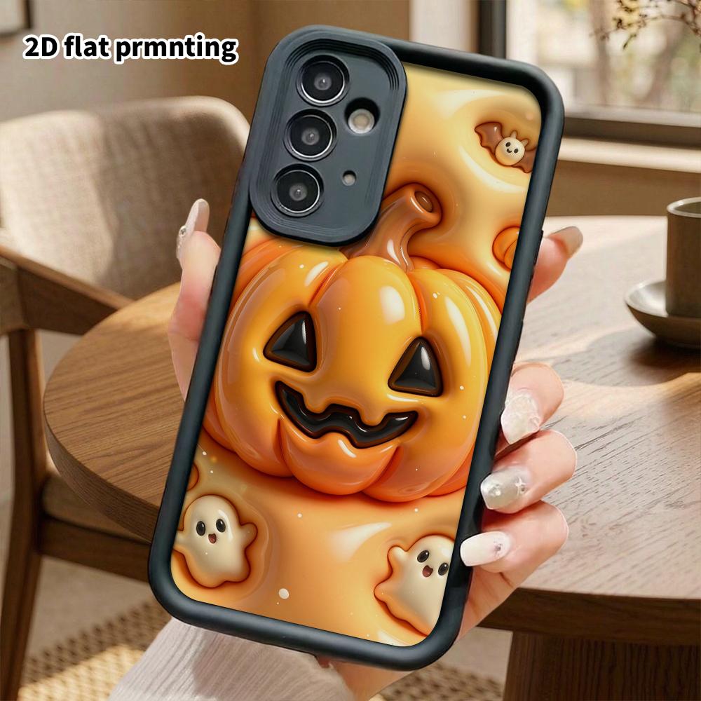 Phone case: 2D flat design suitable for Samsung Galaxy A34 A35 M05 M06 S20 S22 S21 FE Plus 5G protective case, Pumpkin Jack lantern, perfect Christmas