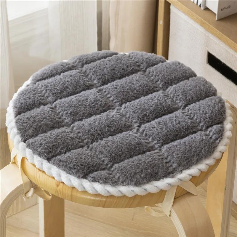 Round Velvet Seat Cushion 25-50cm Solid Color Stool Seat Mat Thick Soft Chair Pads Portable Outdoor Kindergarten Stool Cushion