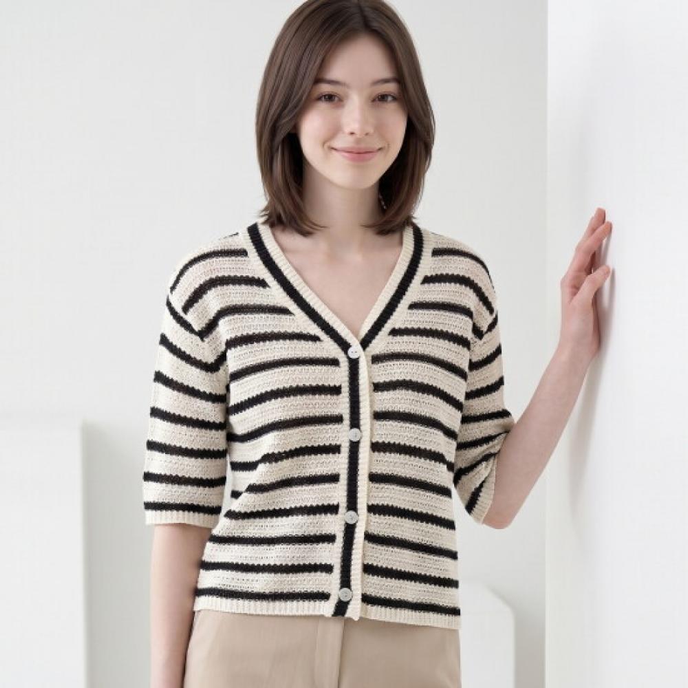 Hwase Button Line Short Sleeve Knit Cardigan Hb6mcd009c