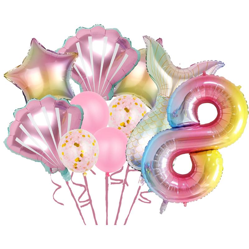 Mermaid Birthday Party Decorations Tableware Set Paper Cups Plates Tablecloth Backdrop Birthday Theme Event Supplies For Kids