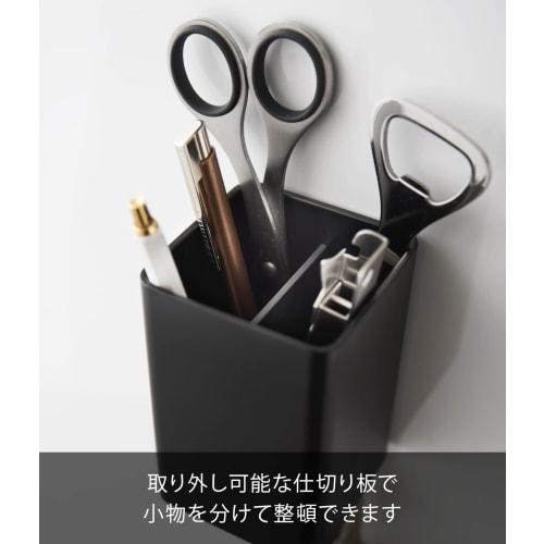 Yamazaki Магнитный контейнер для хранения, квадратный, черный, прибл.. Ш7 x Г7,2 x В10,5 см, Башня, Хранение мелких предметов, Разделители, с крючками, 4849