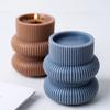 Полосатый подсвечник силиконовая форма 3D геометрическая цилиндрическая форма для заливки ароматических свечей, мыла, гипса, бетона, DIY ремесло, домашний декор