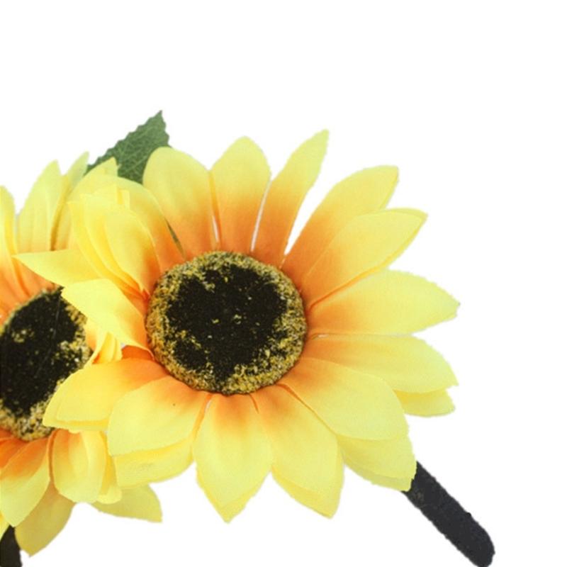 Реалистичный ободок для волос в форме подсолнуха для девочек, регулируемый обруч для волос в этническом стиле, аксессуары для волос для девочек для карнавальной вечеринки