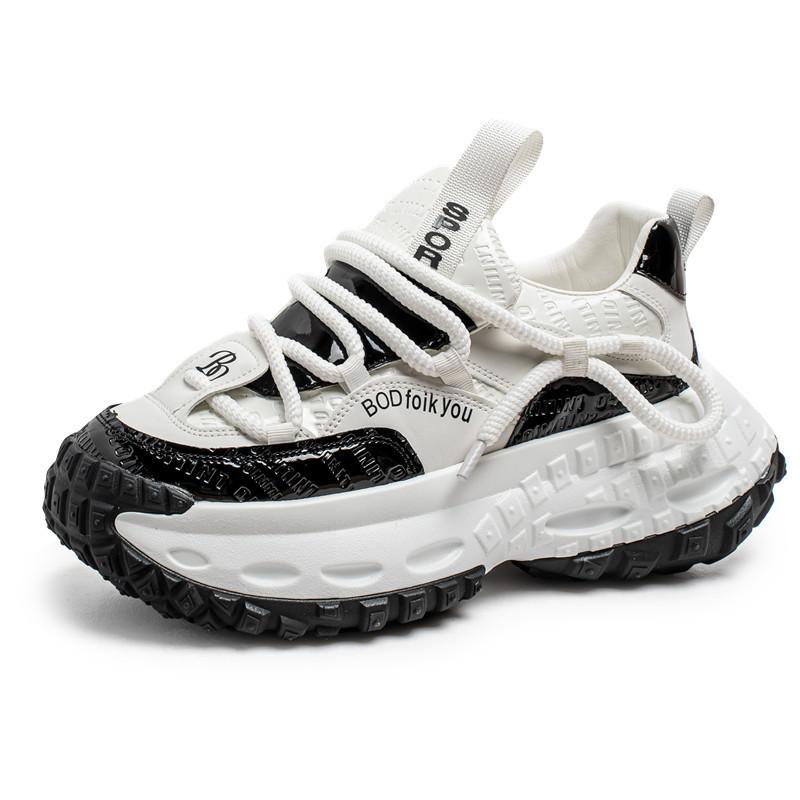 New Dad Shoes Platform-soled Heightening Men's Shoes Spring and Autumn Men's Contrasting Color Leather Surface Youth Low-top Casual Sports Shoes