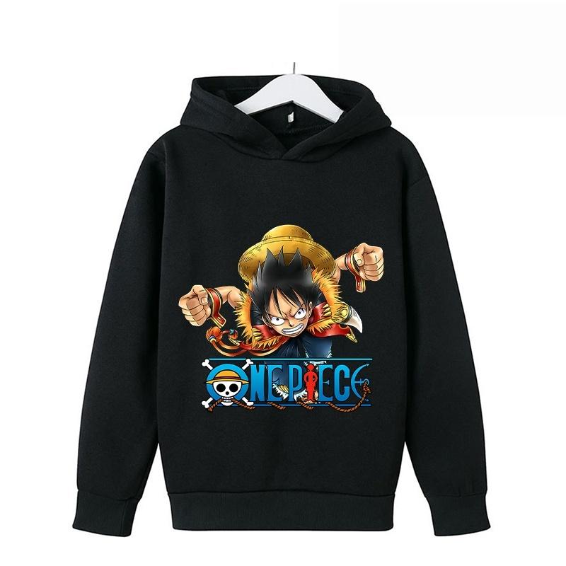 One Piece Kids Cute Cartoon Thick Hoodie Luffy Anime Hoodie Fashion Clothing for Boys and Girls Birthday Gifts