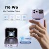 Новый мобильный телефон i16 Pro Flip Block с двумя SIM-картами, экраном 1,77 дюйма, быстрым набором, голосовым вызовом, черным списком, мини-телефоном с разъемом 3,5 мм