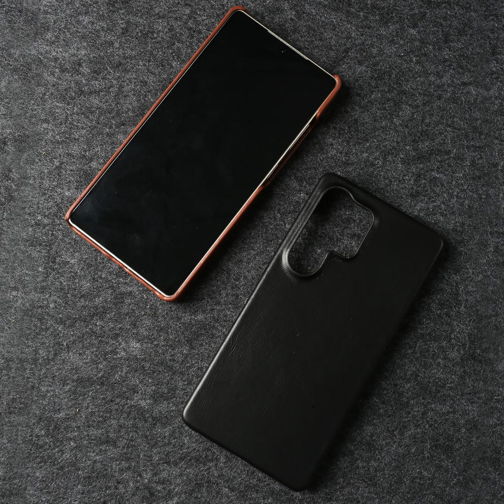 Чехол из натуральной коровьей кожи для Samsung Galaxy S24 Ultra S23 Plus S22 S25+ Защитная жесткая задняя крышка с защищенными краями Coque
