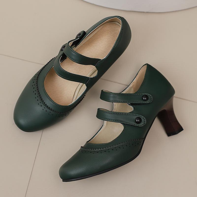 Женские туфли на высоком каблуке, весна-лето, новые, резные, в стиле ретро, легкие, большого размера, низкие туфли