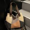 Простые и модные женские сумки контрастного цвета холщовые сумки женские большой вместимости ретро контрастного цвета лоскутные тканевые сумки новые на плечо ручные