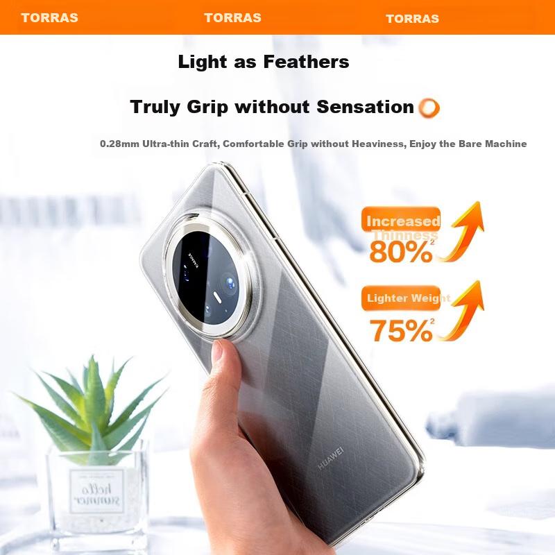 TORRAS Ultra-Thin TransparentPhone Case for Huawei Mate70 Pro, 70Pro+ Edition Fully Transparent Ultra-Thin Anti-Fingerprint Shockproof Case, Clear