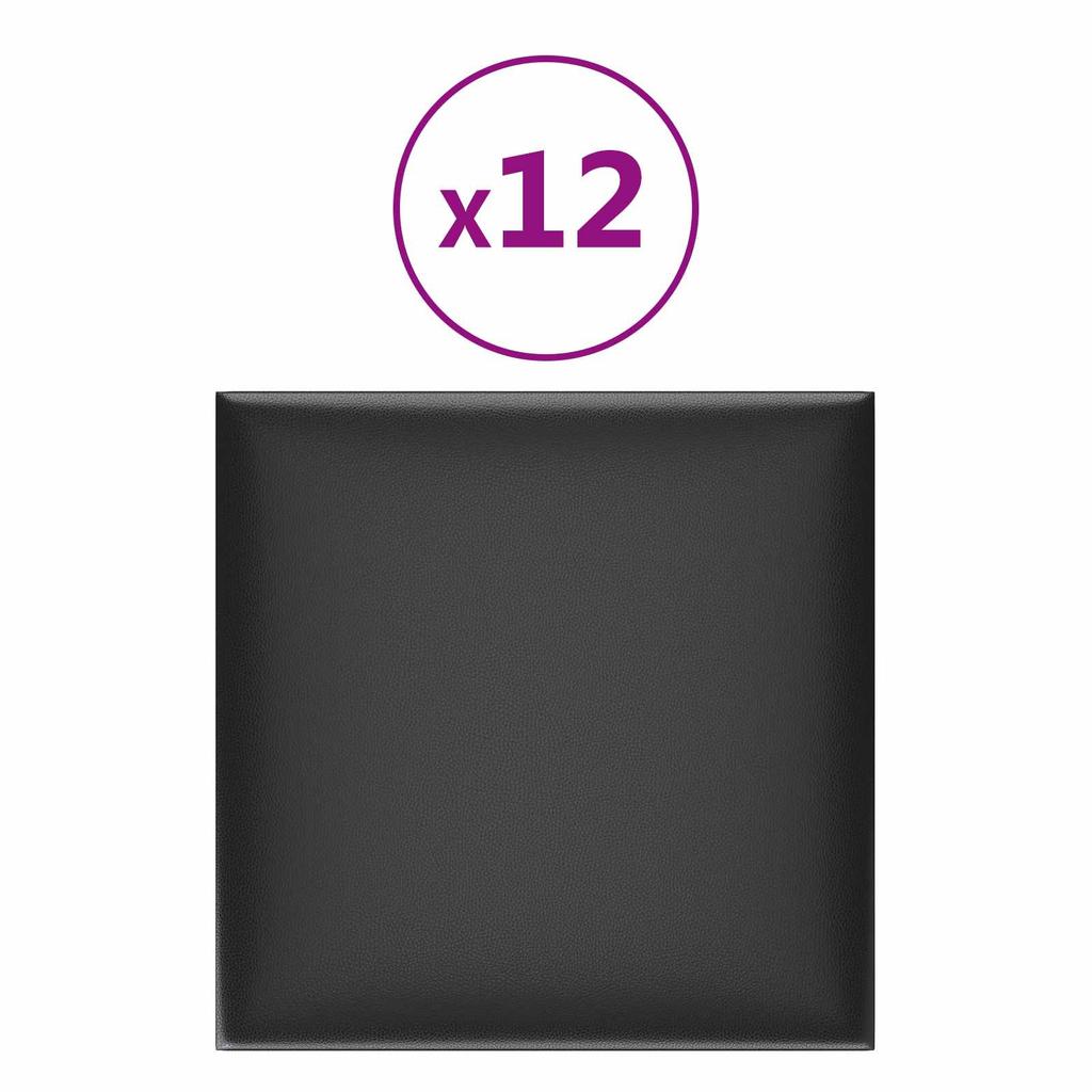 Wall Mounted Headboard Panels 12 pcs Black 30 x 30 cm Fabric