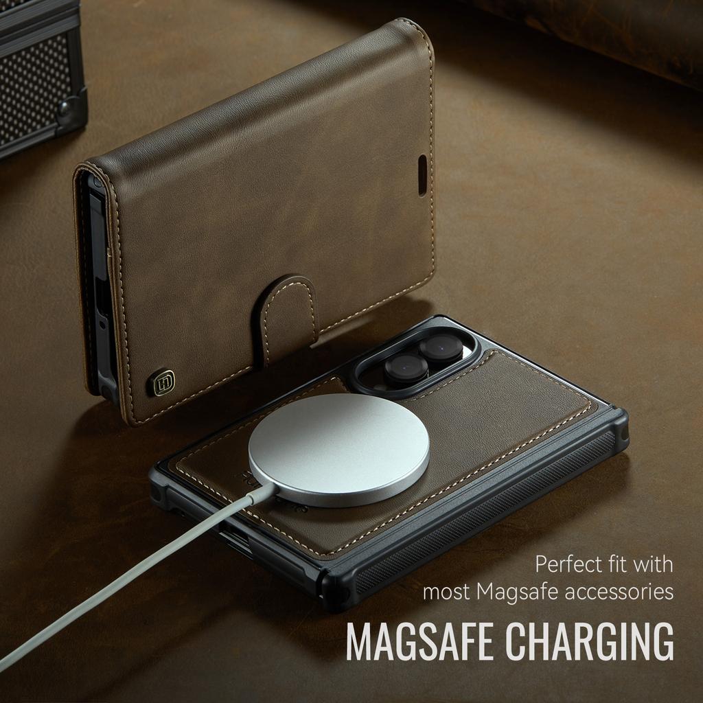 Luxury Business Flip Cards Solt Wallet Leather Case for Samsung Galaxy Z Fold8 Fold 8 Wide Shockproof for Magsafe Stand Cover
